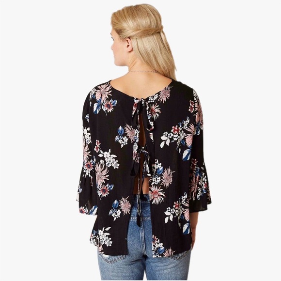 Daytrip Floral Boho Hippie Tie Back Top 10P - Picture 10 of 12